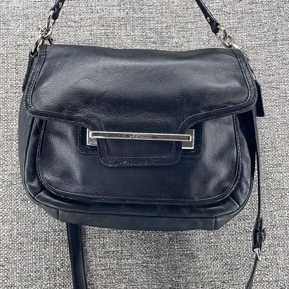 Coach Crossbody Bag‎ Medium Black Taylor Flap Soft Leather Convertible COA - Picture 2 of 13